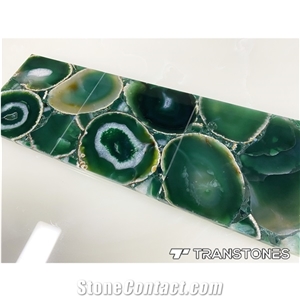 Interior Decor Translucent Natural Green Agate Floor Sheet
