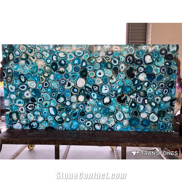 Natural Bule Agate Stone Slab For Background Wall
