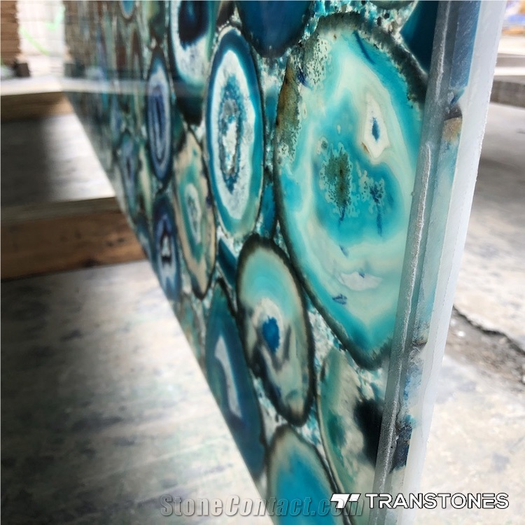 Natural Bule Agate Stone Slab For Background Wall