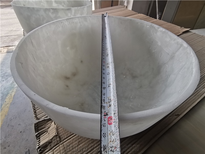 Transtones White Alabaster Round Shape Alabaster Globe Lights