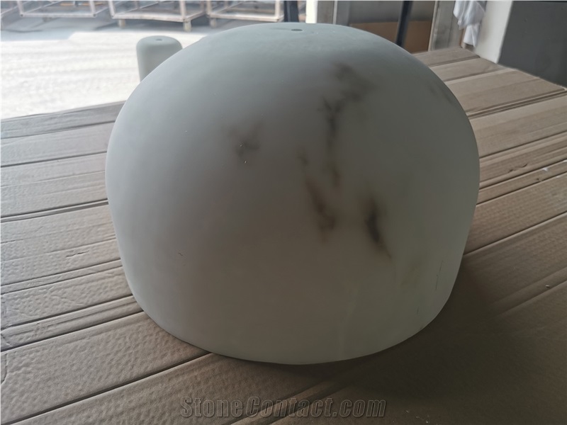 Transtones White Alabaster Round Shape Alabaster Globe Lights