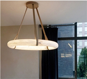 White Alabaster Round Shape Alabaster Ring Lights