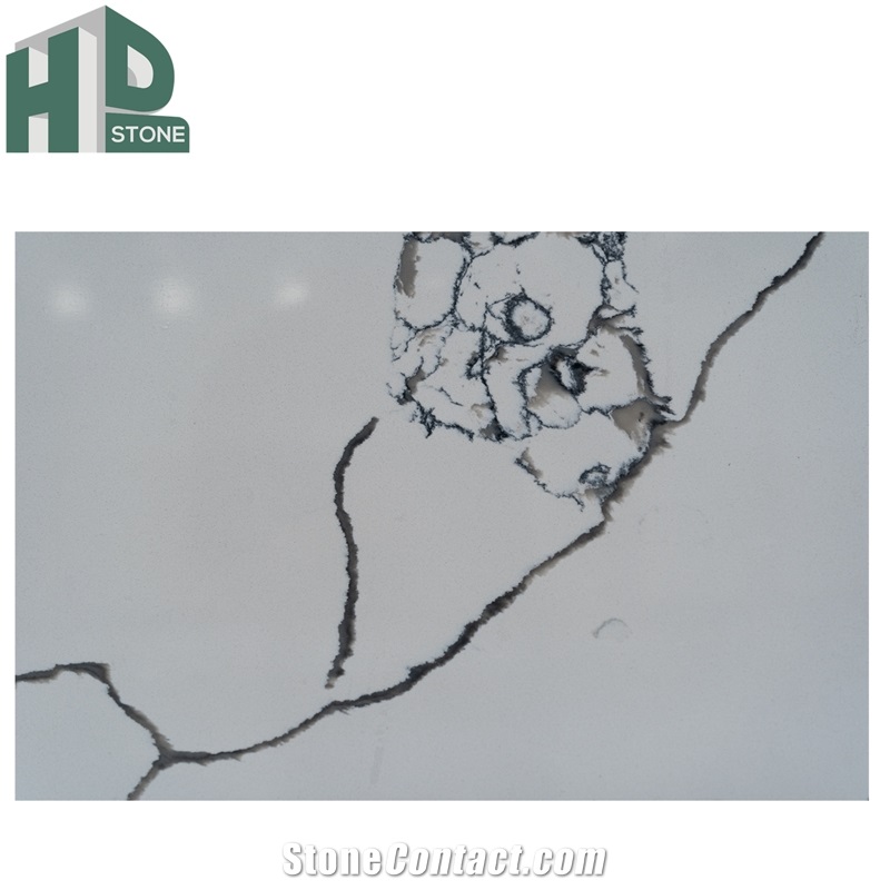 Chinese Engineered Marble Calacatta White Quartz Stone Slab