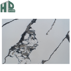 Chinese Engineered Marble Calacatta White Quartz Stone Slab