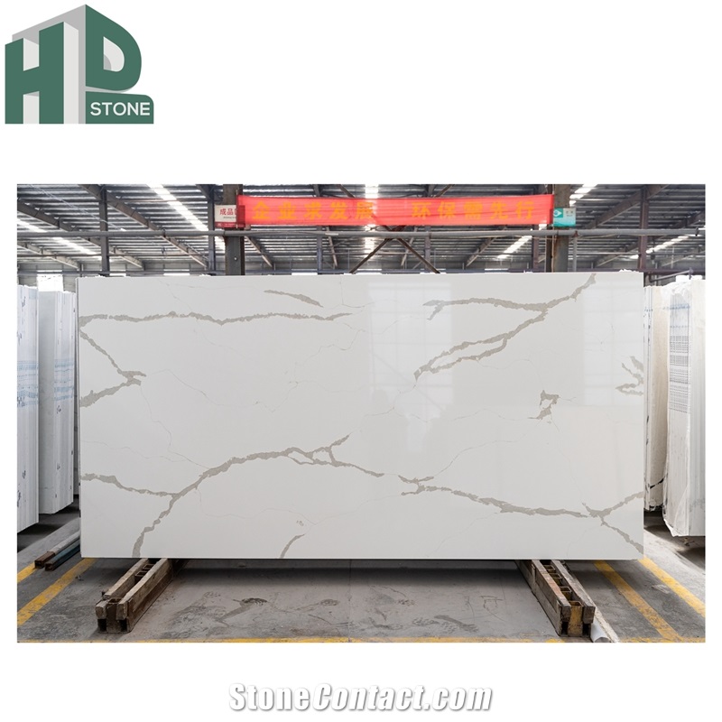 Chinese Factory Engineered Stone Calacatta Gold Quartz Slab