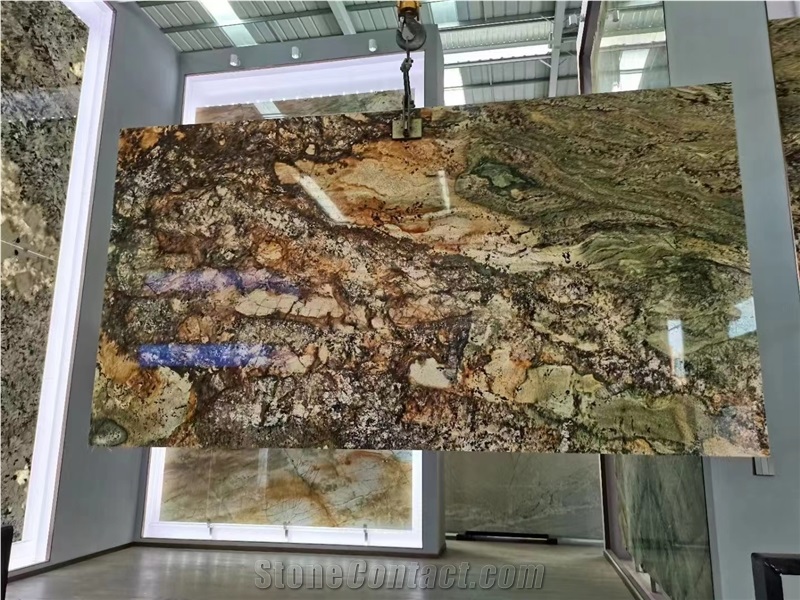 Brazil Shangri-La Golden Brown Granite Slab In China Market