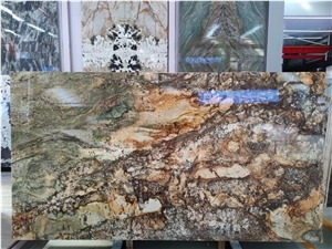 Brazil Shangri-La Golden Brown Granite Slab In China Market
