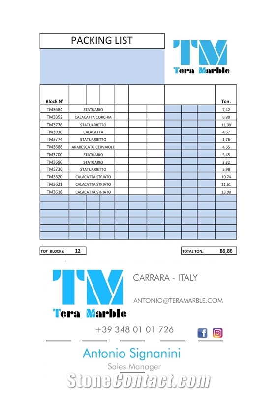 Bianco Carrara Marble Blocks