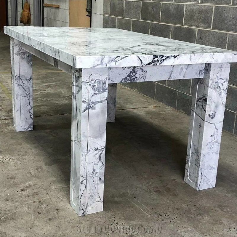 Custom Stone Table Super White Quartzite Stone Table Top