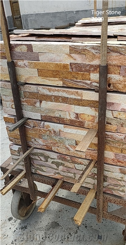Golden Quartzite Culture Stone Wall Cladding Panels