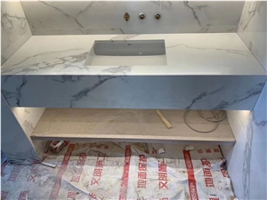 White Sintered Stone Bath Countertop Vanity Tops