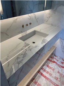 White Sintered Stone Bath Countertop Vanity Tops