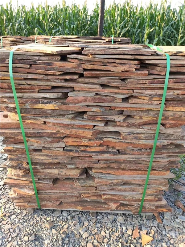 Beige Yellow Rusty Quartzite Crazy Pavers Flagstone Floor