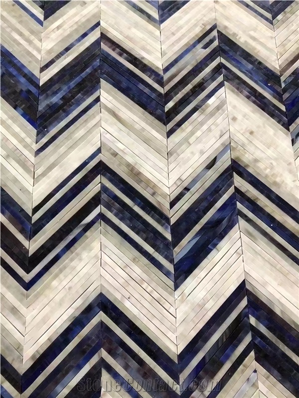 Blue Marble Linear Mosaic Tiles