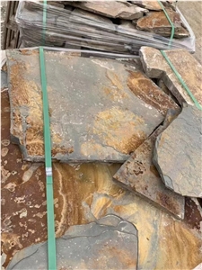 Gold Beige Rusty Slate Flagstone Crazy Pavers Floorings