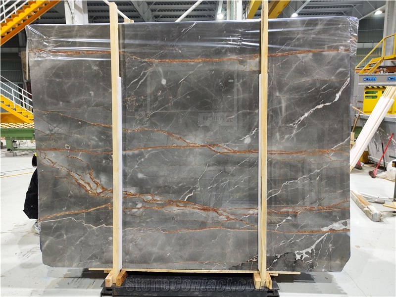 Grey Marble  Gold Vein Stone Table Top Cafe Table
