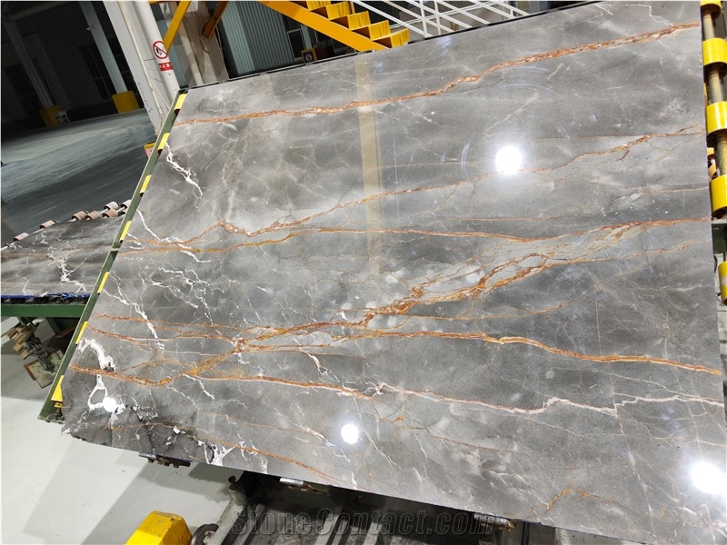 Grey Marble  Gold Vein Stone Table Top Cafe Table