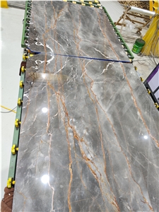 Grey Marble  Gold Vein Stone Table Top Cafe Table