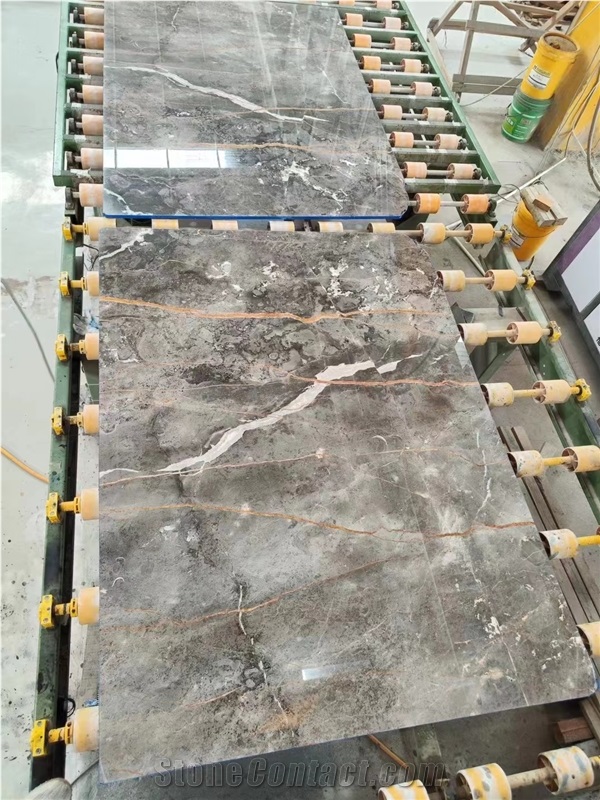 Grey Marble  Gold Vein Stone Table Top Cafe Table
