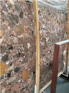 Shining Balls Red Marble Slab
