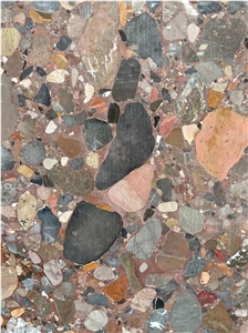 Shining Balls Red Marble Slab
