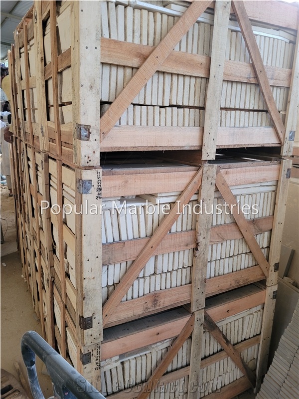 White Limestone - Half Split Face Chiseled Wall Stone
