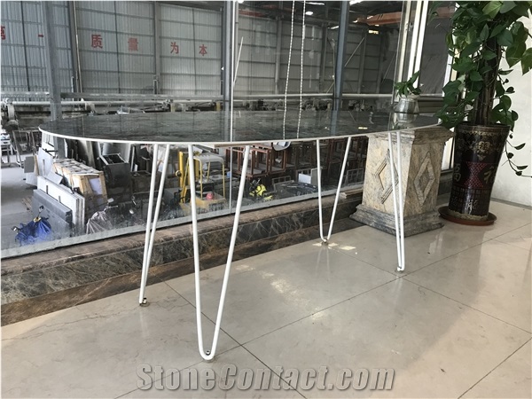 Amazon Green Sintered Stone Dining Table Matel Leg