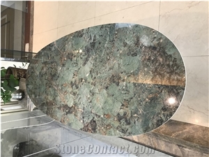 Amazon Green Sintered Stone Dining Table Matel Leg