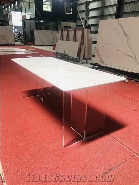 Sintered Stone Dining Table Acrylic Leg