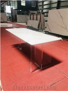 Sintered Stone Dining Table Acrylic Leg