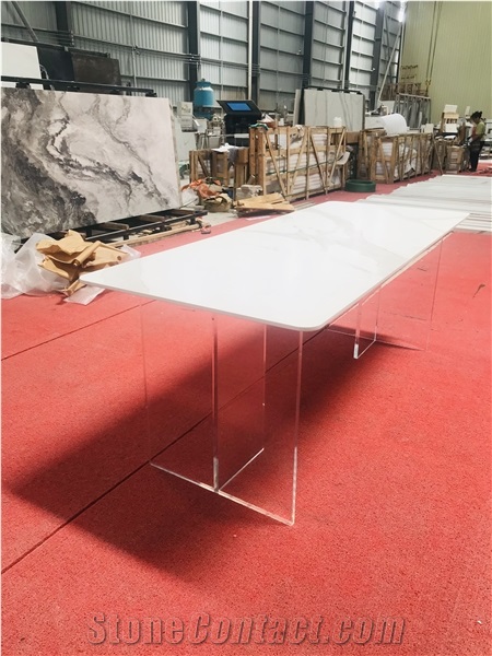 Sintered Stone Dining Table Acrylic Leg