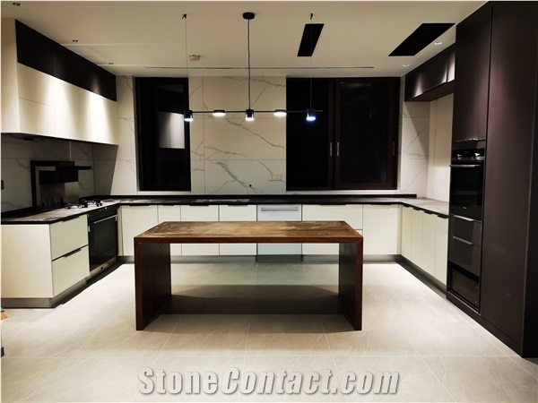Sintered Stone Honeycomb Panels Backed Cafe Table Wood Look