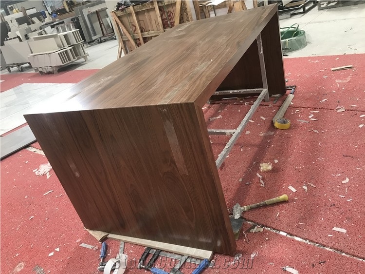 Sintered Stone Honeycomb Panels Backed Cafe Table Wood Look