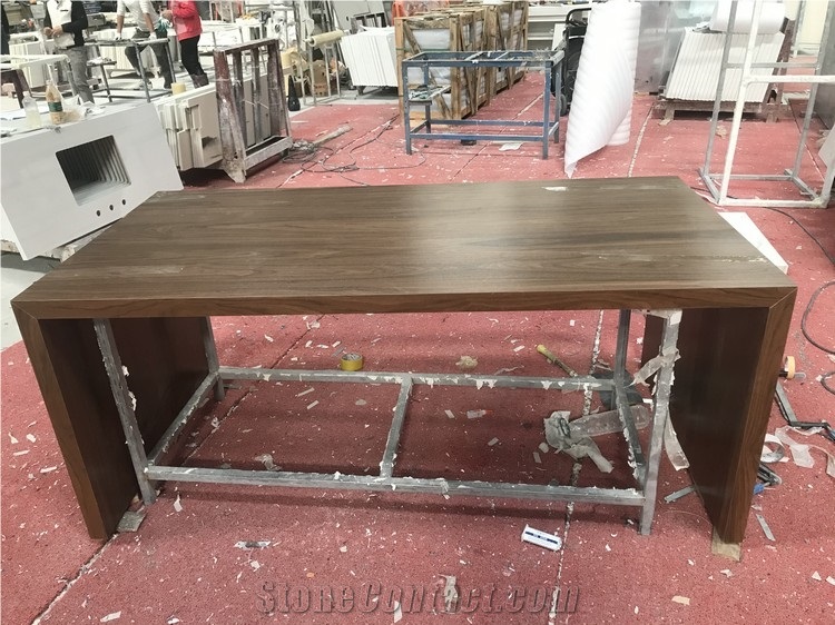 Sintered Stone Honeycomb Panels Backed Cafe Table Wood Look