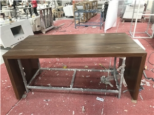 Sintered Stone Honeycomb Panels Backed Cafe Table Wood Look
