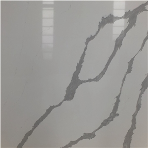 Artificial Calacatta White Marble With Black Vein Quartz Slabs