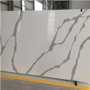 Artificial Calacatta White Marble With Black Vein Quartz Slabs