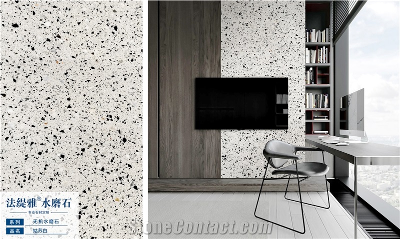 White Terrazzo Slab Floor Tiles