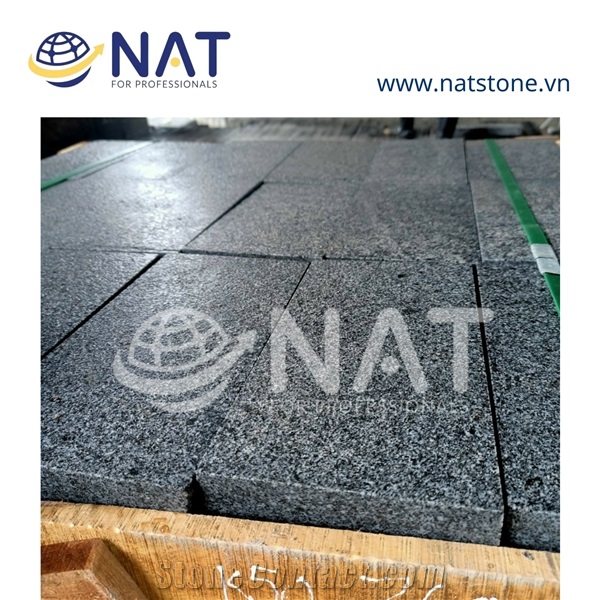 Vietnam Black Granite Flamed Granite Exterior Paving