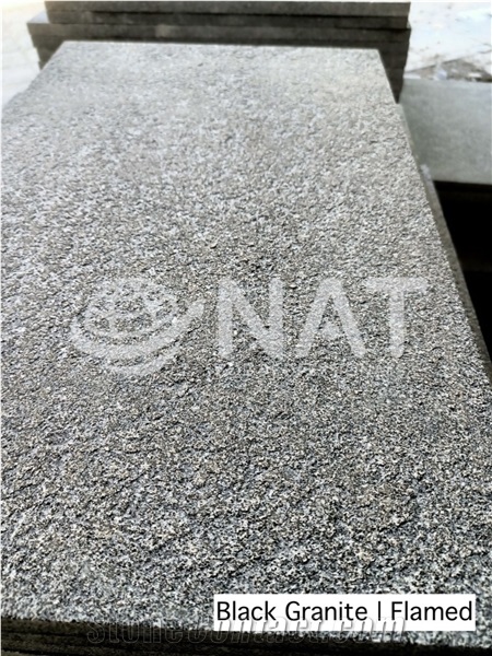 Vietnam Black Granite Flamed Granite Exterior Paving