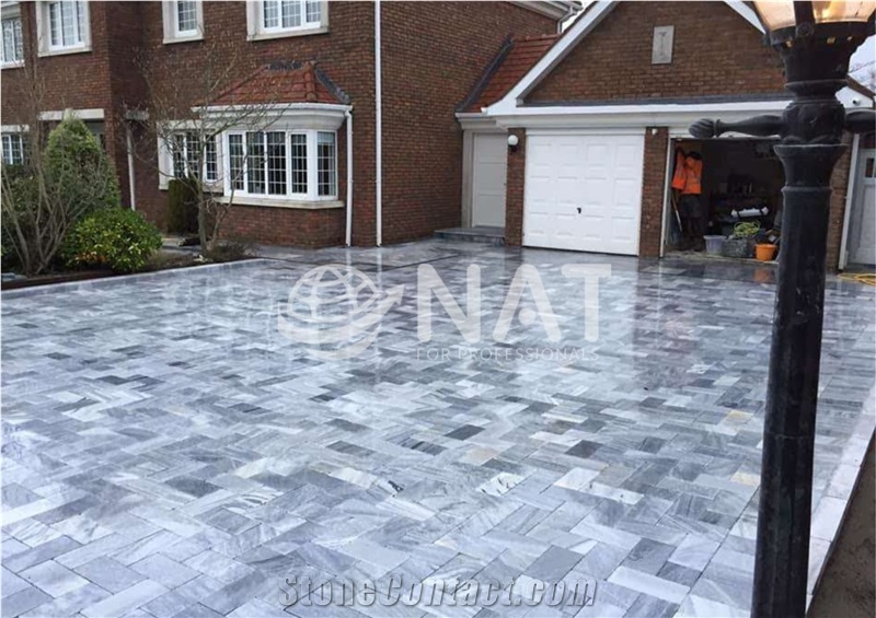 Vietnam Silver Grey Marble Sanded Antiqued Tiles For Paving