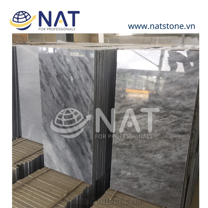 Vietnam Stripped Silver Grey Marble Polished Slabs And Tiles