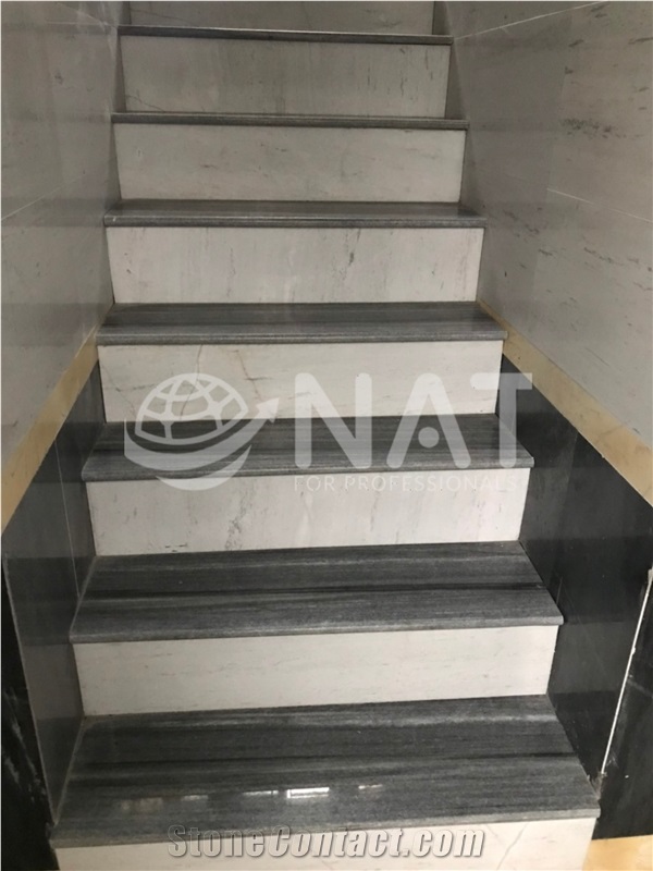 Vietnam Stripped Silver Grey Marble Polished Slabs And Tiles