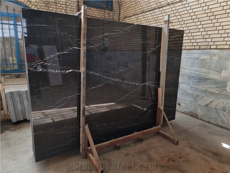 Nero Marquina Slabs, Persian Nero Marquina Marble