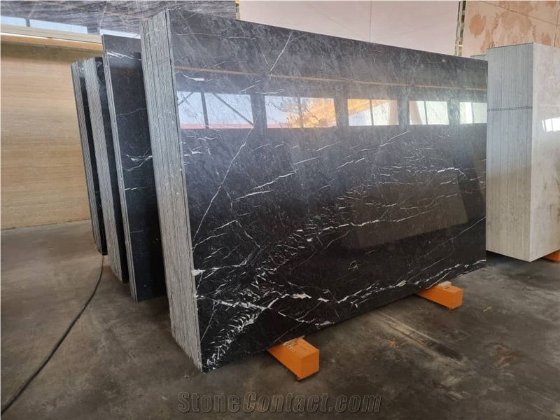 Nero Marquina Slabs, Persian Nero Marquina Marble