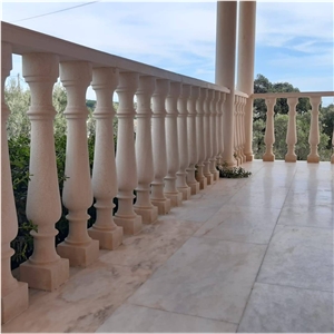 Moca Creme Grao Fino-Moca Cream Fine Grain Limestone Balustrades, Railings