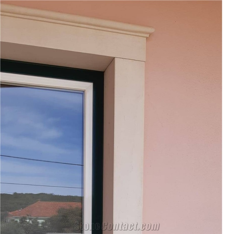 Moca Creme Grao Fino-Moca Cream Fine Grain Limestone Window Surround, Window Frame
