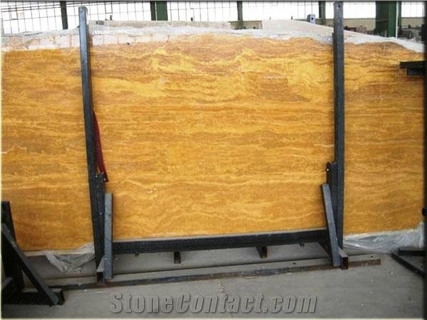 Iran Yellow Travertine Stone Slabs, Tiles