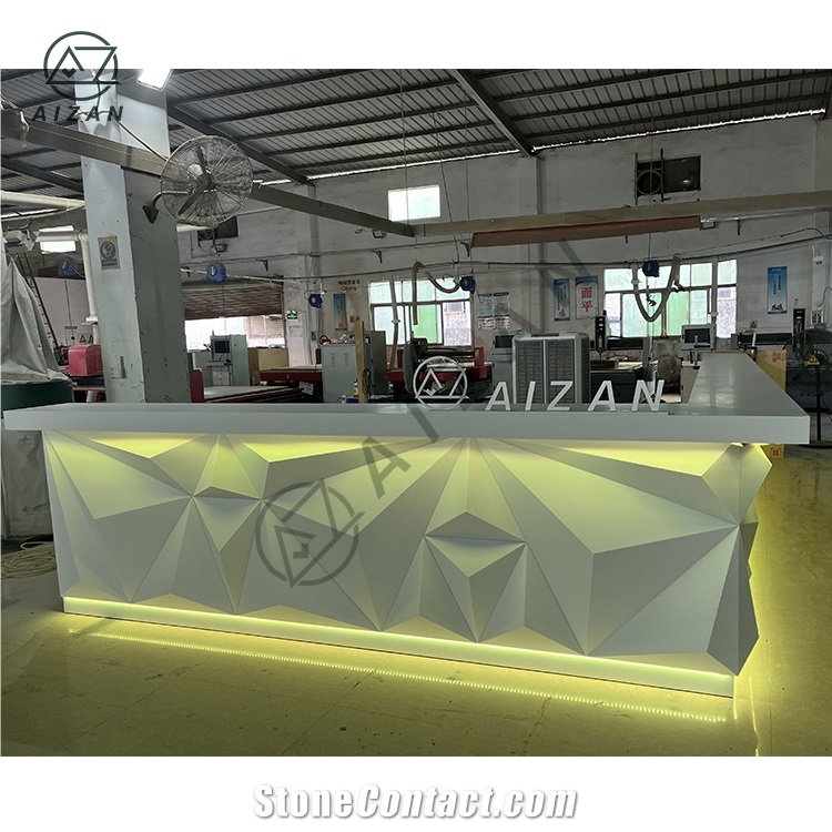 Artificial Marble Modern White Nightclub Bar Counter Custom