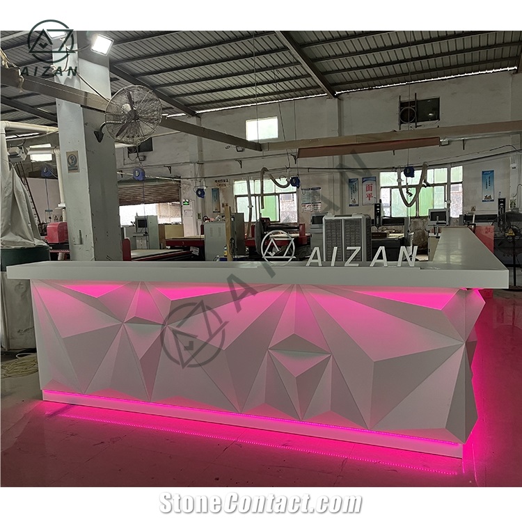 Artificial Marble Modern White Nightclub Bar Counter Custom